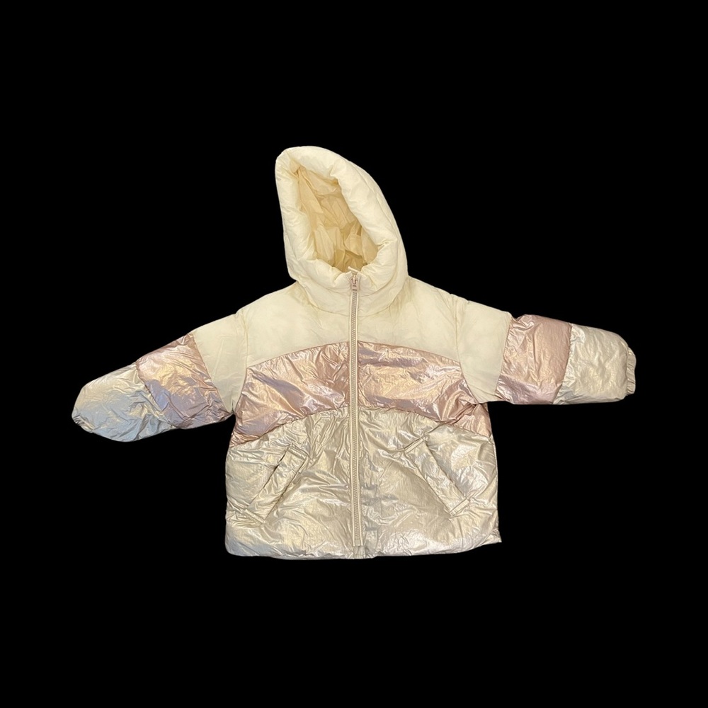 EUC Zara Girls 4/5 Metallic Puffer